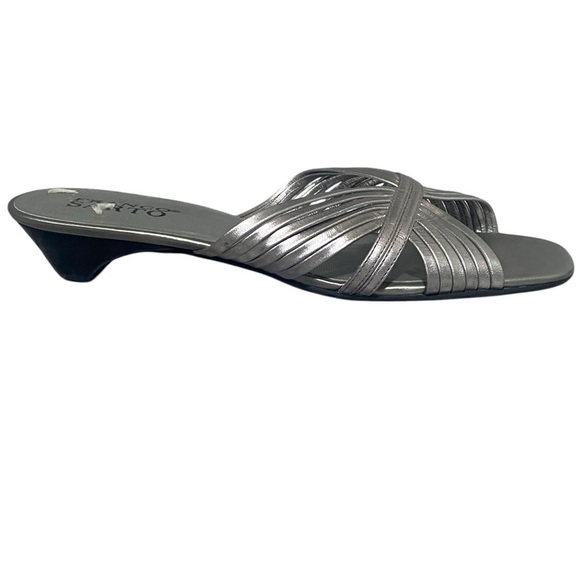 Franco Sarto EMMA Silver Metallic Strappy Mules Sandals Size 7 - Picture 1 of 7